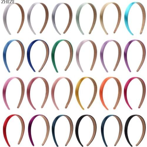 20Pcs 2CM Width Solid Plain Satin Hairband Girls Head Hoop Headwear DIY Hair Accessories Classic Headband For Women Wholesale