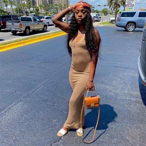 Solid Casual Slip Dresses for Women Low Neck Backless Bodycon Maxi Sexy Party Dress Elegant Sleeveless Streetwear Female Robes