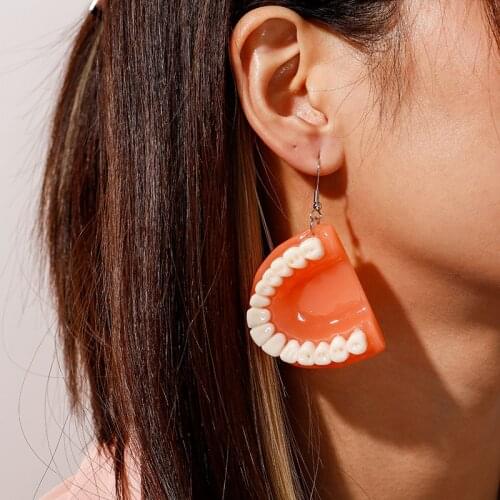 Original Exaggerated Big Tooth Earrings for Women Girls Creatived 3D Dentist Organ Lips Mouth Dangle Earrings Funny Jewelry