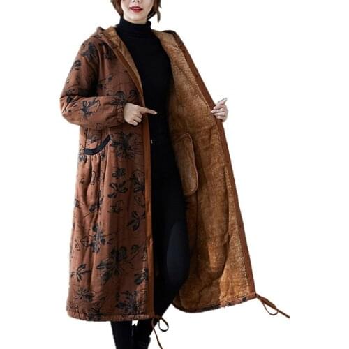 AYUNSUE Parkas Print Winter Jacket Women Hooded Coat Thick Jackets for Women 2021 Female Long Clothes Casacos Acolchoados HLY114