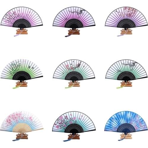 Silk Hand Fan Chinese Style Folding Fan Japanese Home Decor Wedding Party Dance Decoration Ornaments Crafts Dropshipping