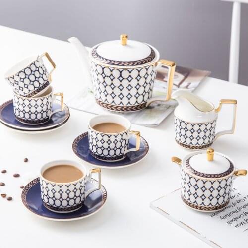 Nordic ins bone china coffee cup and Saucer Set ceramic tea set creative afternoon tea black tea cup