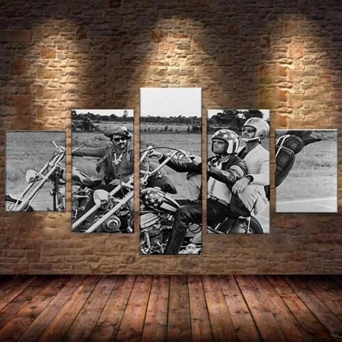 Modern Wall Art Painting HD Printed On Canvas Home Decor Pictures 5 Panel Frame Motorcycle Cowboy Movie Characters Poster