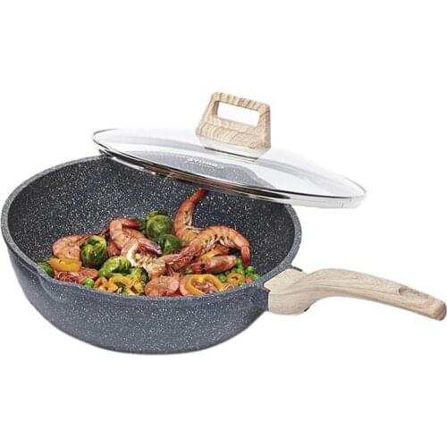 Sunshine Suitable for Induction Cookers, Carote 24cm/28cm/30cm/32cm Non-stick Deep Fry Pan with Free Gift, Smokeless Cookware