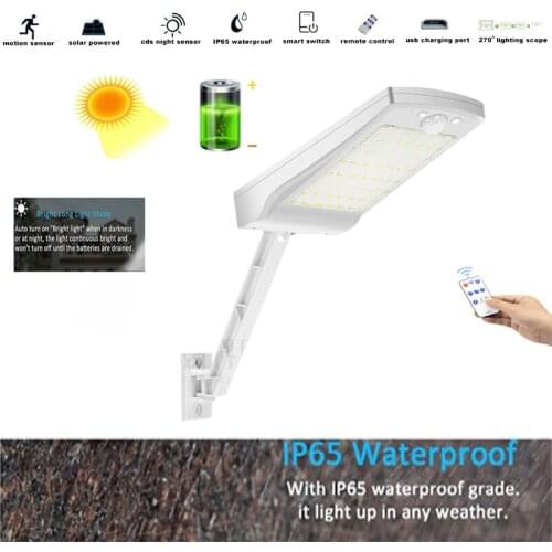 LED Solar-Light Garen-Wall-Lamp OutdoorRemote-Control Pir-Motion-Sensor IP65 Waterproof