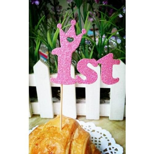 First 1 year old 1st cake toppers paper cards banner for Cupcake Wrapper Baking Cup birthday tea party decoration