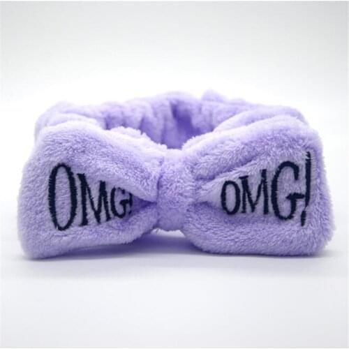 AWAYTR Korean Winter Omg Headband Women Bandage Wash Face And Make Up Hair Band OMG Letter Embroidery Bow Girls Hair Accessories