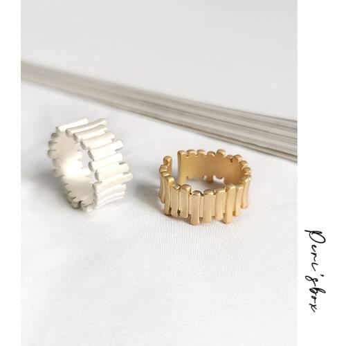 PerisBox Matte Gold Wide Irregular Rings Vertical Stripes Geometric Rings for Women Minimalist Open Ring Adjustable 2020 Hot