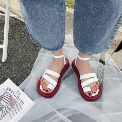 Womens sandals 2021 new fashion sandals summer shoes round toe 3cm heel buckle womens shoes black and white 35-40