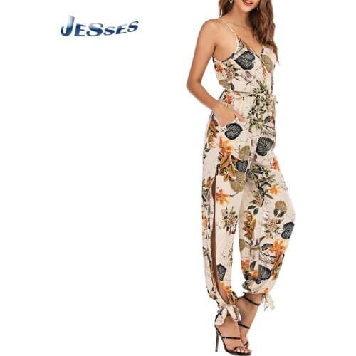 2021 Summer Suspender V-neck Jumpsuit High Waist Plus Size 3XL Bodysuit For Women Spring Strap Playsuit New Rompers Dropshipping
