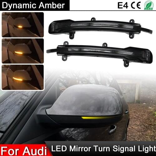 1 Pair For Audi Q5 2012-UP Q7 2010-2015 Smoked Lens LED Side Rearview Mirror Light Dynamic Amber Turn Signal Indicator Lamp