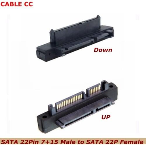 10pcs/ 90 degree angle SATA 22Pin 7 + 15 revolution SATA 22Pin female expansion converter adapter wholesale