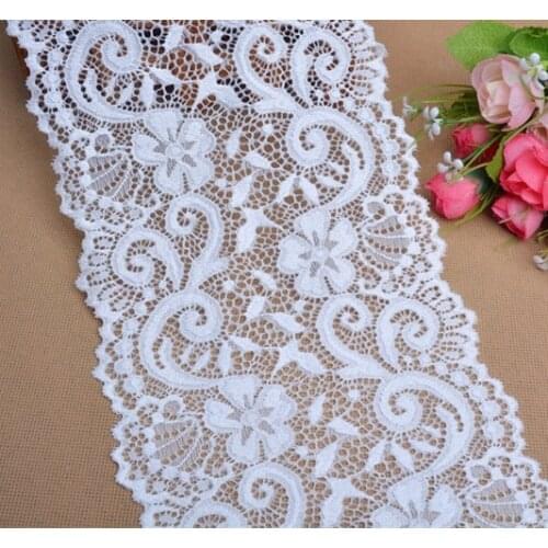 10yards/lot 15cm wide Pretty Elastic Stretch Lace Trim Off White