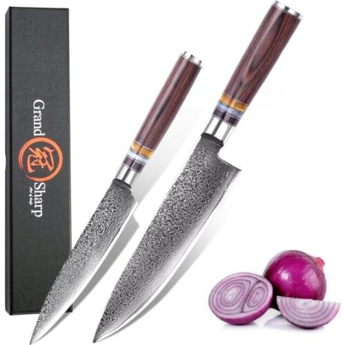 2 pcs Chef knife set Damascus Kitchen Knives vg10 Japanese Damascus Chef Knife 67 layers Steel Cooking Home Tools Chefs Gift
