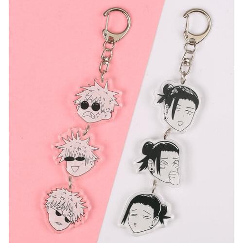 2021 Anime Jujutsu Kaisen Acrylic Keychain Cute Key Chain Keyring Gojo Satoru Geto Suguru Cosplay Bag Pendant Props Accessories
