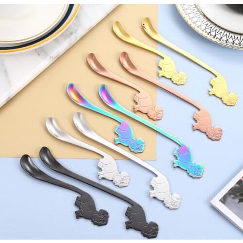 2021 New Dessert Spoon Eco-friendly Anti-deform Multicolor Stainless Steel Adorable Mixing Coffee Spoon for Home Wholesale