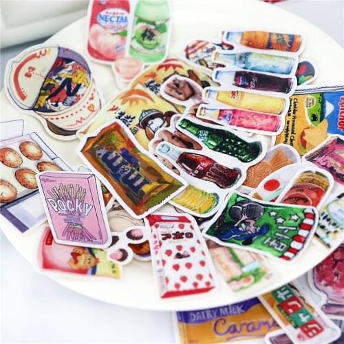 33pcs Colorful DIY food stickers LINE daily snacks 2 waterproof skateboard suitcase motorcycle guitar DIY decals bomb sticker