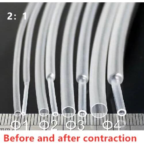 5 meters 1mm 1.5mm 2mm 3mm 4mm/5mm/6/ 8/10/12mm Transparent Clear Heat Shrink Tube Shrinkable Tubing Sleeving Wrap Wire kits