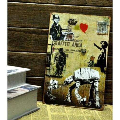 50pcs/lot Metal Sign shabby chic Banksy paiting Tin Sign Bar pub home Wall Decor Retro Metal Art Poster F-22