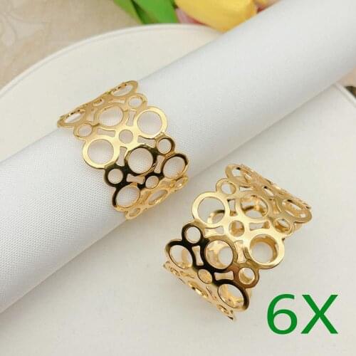6pcs Serviette Rings Alloy Napkin Holder West Dinner Towel Napkin Ring Party Decoration Table Decoration Accessories Tool