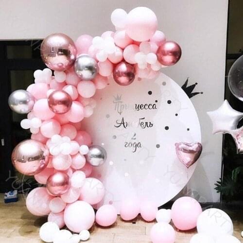 97pcs /set Sweet Girl Rose Gold Silver Pink Balloon Garland Anniversary Birthday Party Decorations Balloon Adult Baby Shower