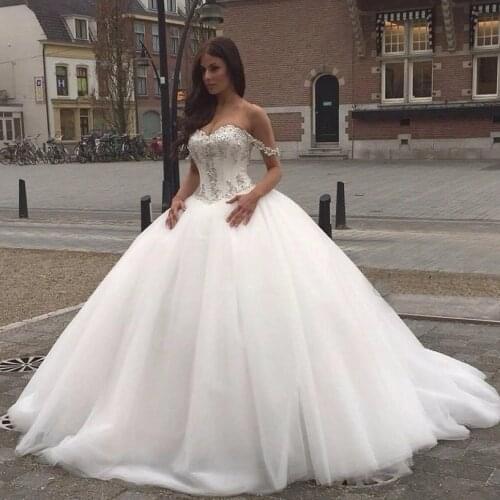 Ball Gown Princess Wedding Dresses 2019 Sweetheart Corset Back Puffy Vestido De Noiva Customized Bridal Gowns