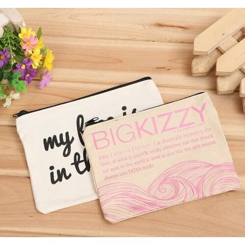 19*15cm blank canvas zipper Pencil cases cotton cosmetic Bags makeup bags Mobile phone clutch bag LX6659