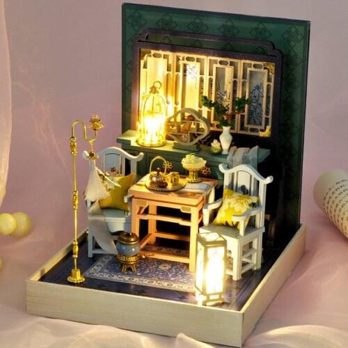 DIY Wooden Dollhouse Chinese Classic Study Room 3D Doll Houses Miniature With Furniture Creative Toys Kids Adult Birthday Gift