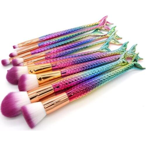New Mermaid Foundation Eyebrow Eyeliner Blush Cosmetic Concealer Fish tail make up brushes Brushes Brush Applicator Smudge Tool