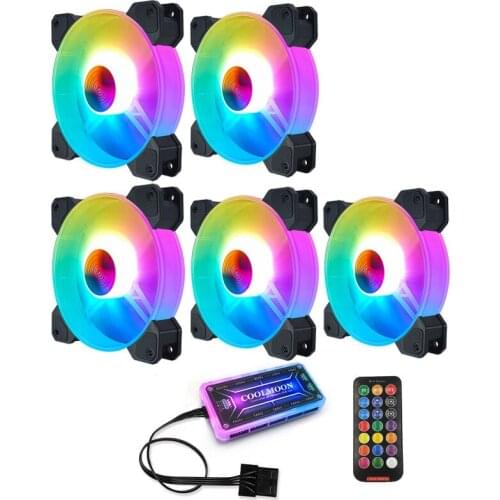 COOLMOON F-YH Computer Case PC Cooling Fan RGB Adjust 120mm Quiet + IR Remote New Computer Cooler RGB CPU Case Fan
