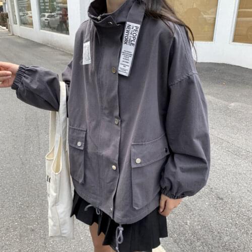 Jackets Womens Couple Street-wear Vintage Pockets Cargo Style Loose Leisure Bf Zipper All-match Female Outwear Daily Basic Coats