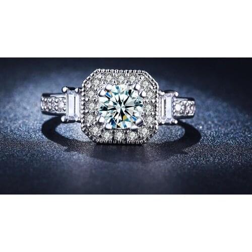 Square women wedding ring jewellery fashion lady us 6 7 8 9 drop shipping white Czech finger fine ring