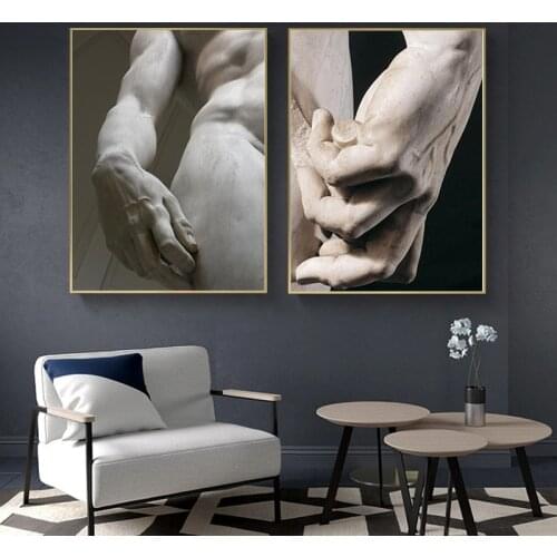 Michelangelo Sculpture Art Posters And Prints Black White David Hand Canvas Painting Wall Art Pictures Living Room Home Decor