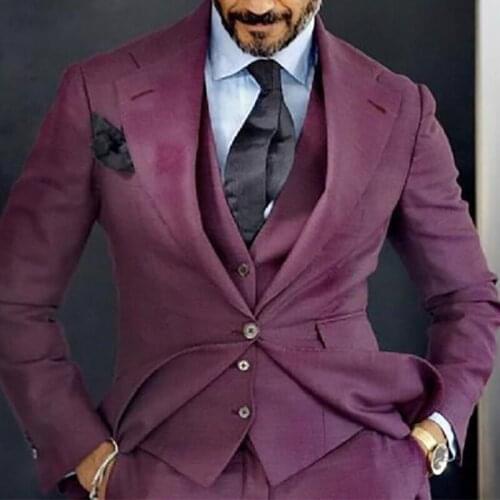 Mens 3 Pieces wedding suits new arrival costume homme pointed lapel men groom suit one button Jacket (Blazer+pants+Vest+tie)