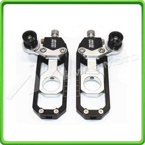 Motorcycle Chain Tensioner Adjuster with paddock bobbins kit for Yamaha YZF-R1 2006 R1 06 Black&Silver