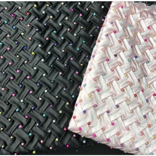 New DIY Sewing Crafts Wedding Dresses Skirts mix color Pearls Fabric pink black 80*120cm
