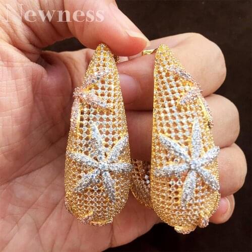 Newness Noble Flower Top Quality Crystal Zirconia Micro Inlay Jewelry Unique Fashion Earring