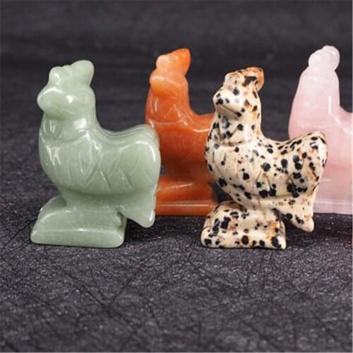 Druzy 12PC NaturalCrystsl Carving Rooster Pendant Adornments Chinese Zodiac Feng Shui Decoration House Decoration