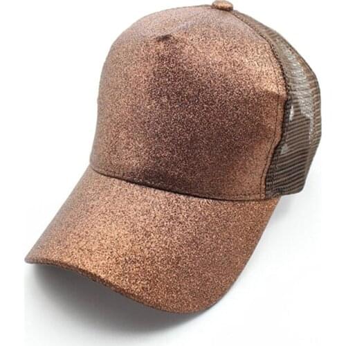 Casual Ponytail Baseball Cap Solid Color Adjustable Womens Hat Sequins Shine Hip Hop Caps For Ladies Summer Glitter Hats TG0213