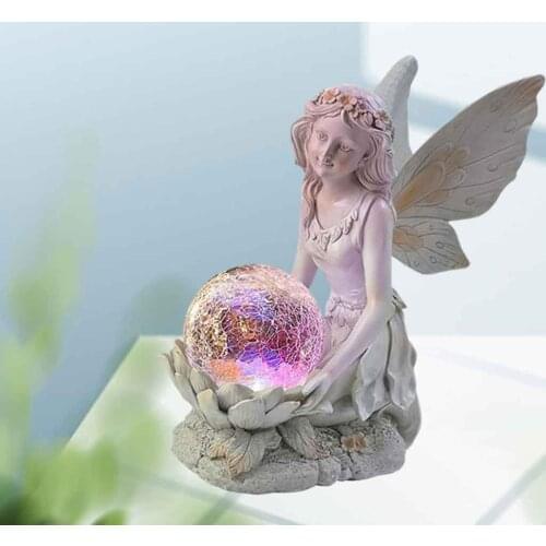 Garden Solar Light Flower Fairy Solar Light Decoration Resin Angel Character Sculpture Outdoor Villa Garden Decoration