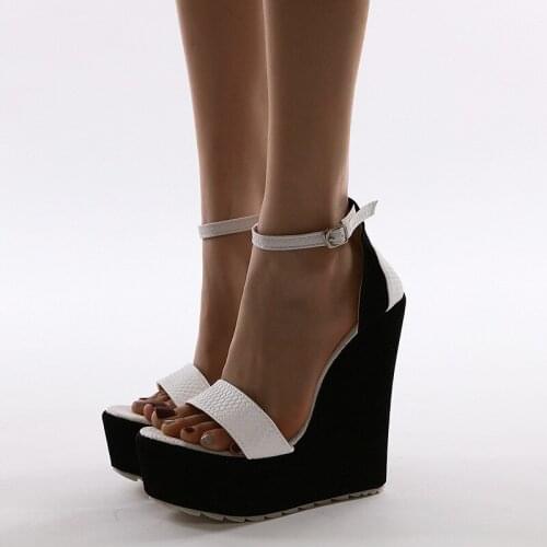 Open Toe Ankle Strap Platform Wedges Sandals Super High Cover Heel Gladiator Ladies Shoes Buckle Summer Women Sandals
