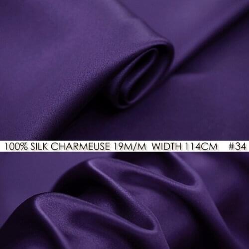 CISULI 100% SILK CHARMEUSE SATIN 114cm width 19mommes Pure Mulberry Silk Fabric for great vestidos Purple NO 34