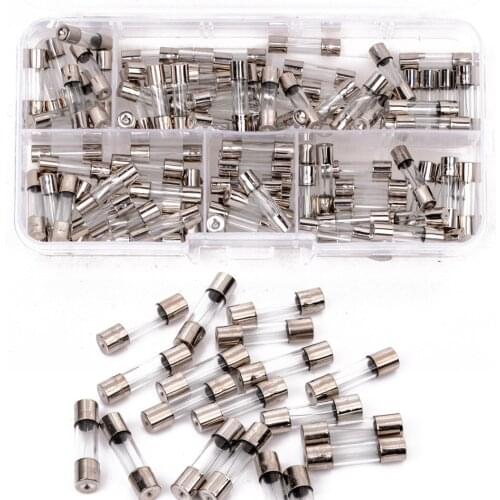 100pcs DIY Quick Blow Glass Tube Fuse Assorted Kits 5 x 20mm Fast-blow Glass Fuses 0.2A 0.5A 1A 2A 3A 5A 8A 10A 15A 20A