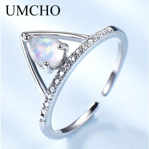 UMCHO Natural Opal Colorful Gemstone Rings Rivets Desige Silver Jewelry 925 Sterling Silver Rings For Women Anniversary Gifts