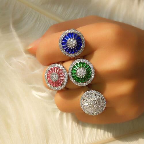 High Quality Wedding Band Round Shape Channel Setting Shiny Arrow & Heart Cubic Zircon Luxury Big Rings For Women