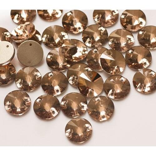 YANRUO 3200 Rivoli Light Peach Color Champagne Rhinestones Glass Sew On Stone For Dance Wedding Clothing Marking
