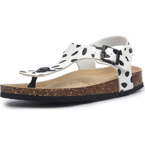 Fashion Print Cork Sandals 2020 New Women Summer Buckle Strap Beach Outside Non-slip Flat Slipper Flip Flops Sandal Shoe 35-43