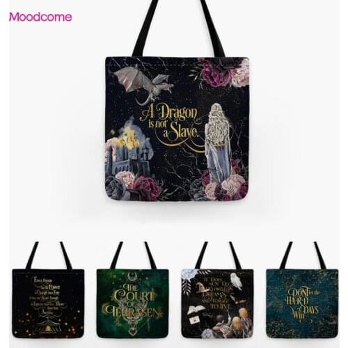 Famous Novel Classic Quotes Letters Print Cartoon Fairy Art Decorative Carrying Bag Grocery Shopping Cushion Cover