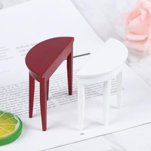 1 Pc 1:12 Dolls Simulation Dollhouse Miniature Wooden Half Round Table Model Furniture Teatable Coffee Living Room Kid Toy