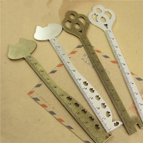 1 Pcs Retro Vintage Style Metal Alloy Ruler Bookmarks for School Office Supplies Stationery